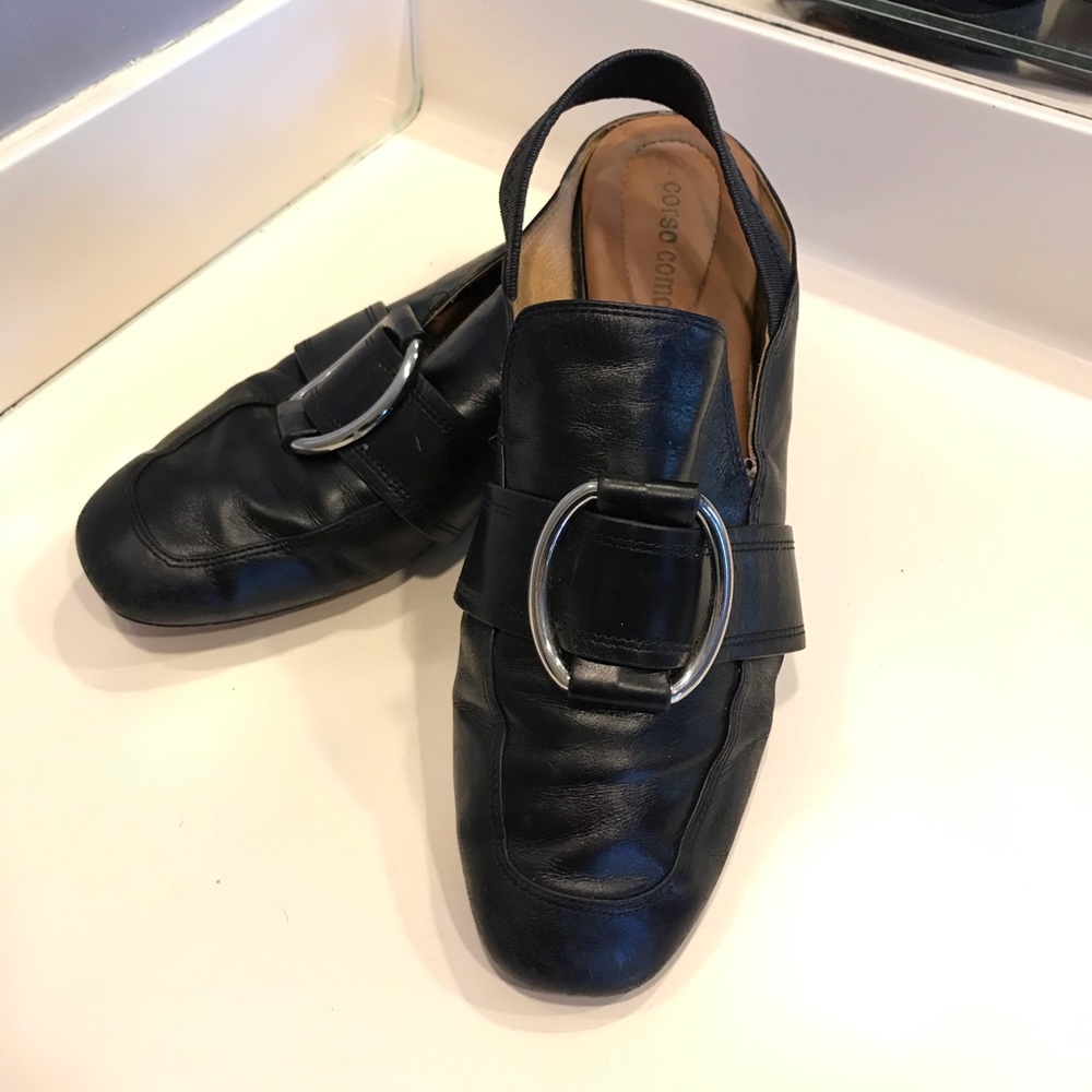 Black Mules with strap